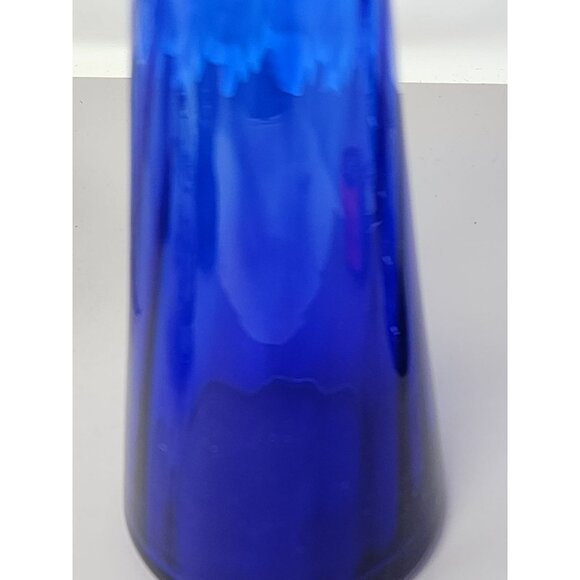 Vintage Cobalt Blue Glass Vase Set Decorative Ribbed & Cone Shapes Home‎ Décor - Picture 5 of 9